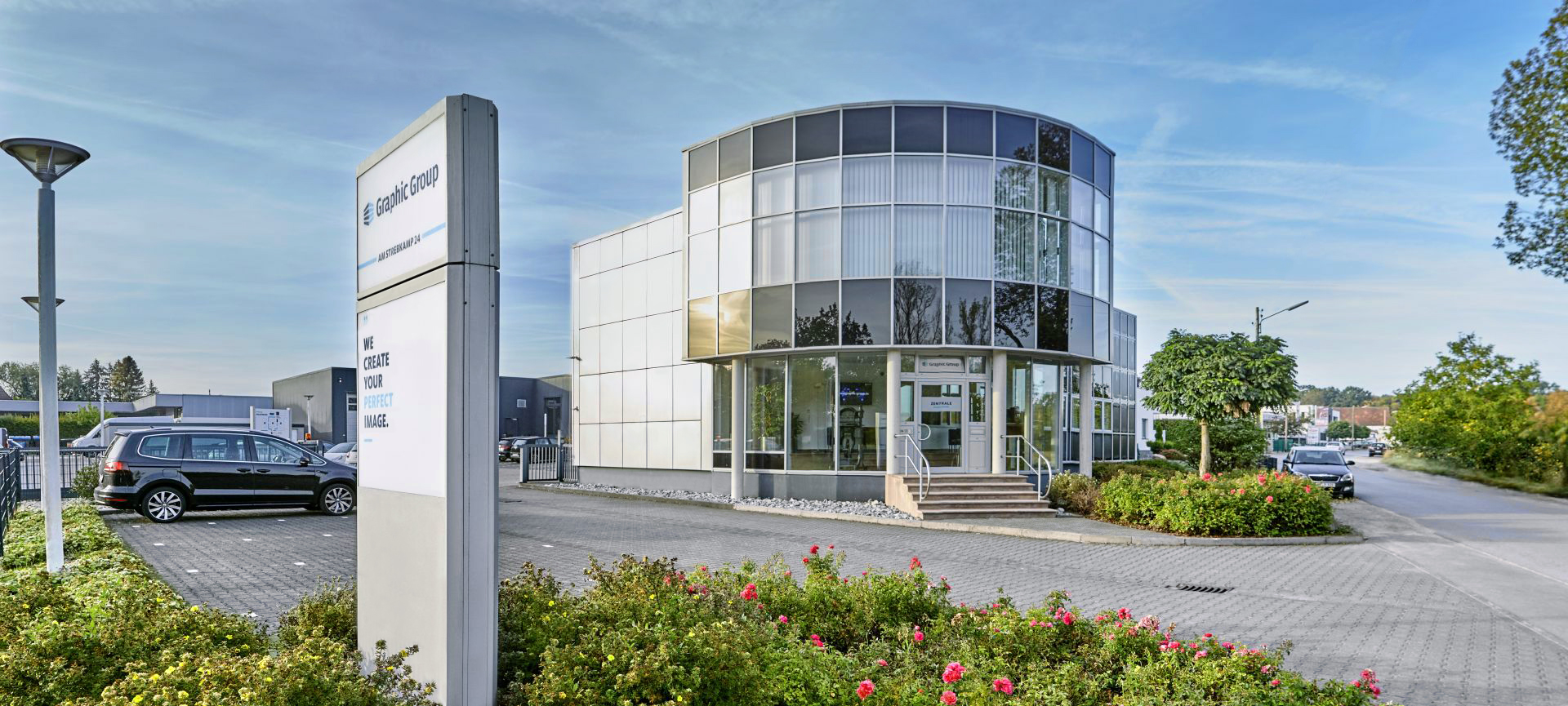 direktdruckowl Gebäude mit Außenstähle